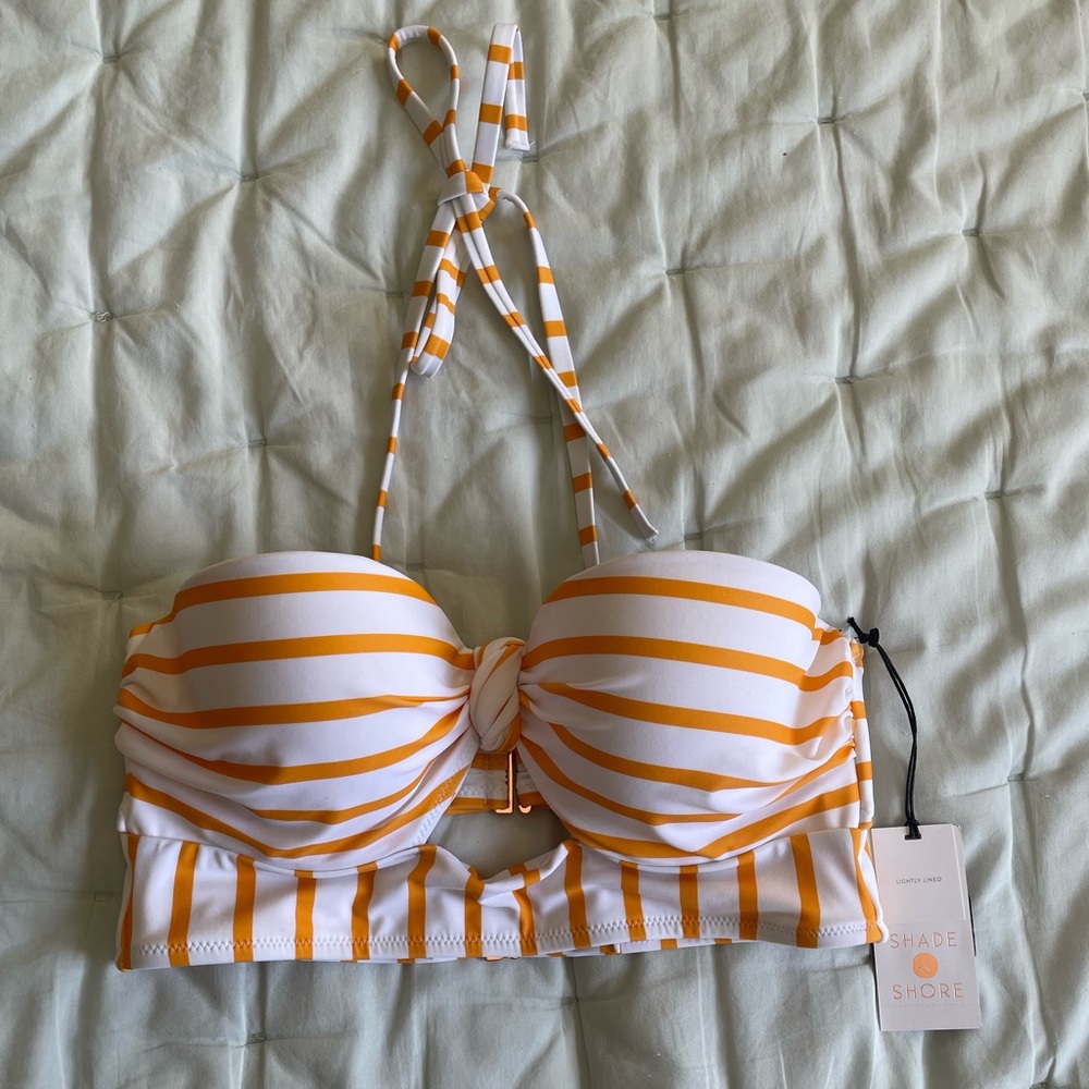 NWT Shade & Shore Orange/White Stripe Bikini Top